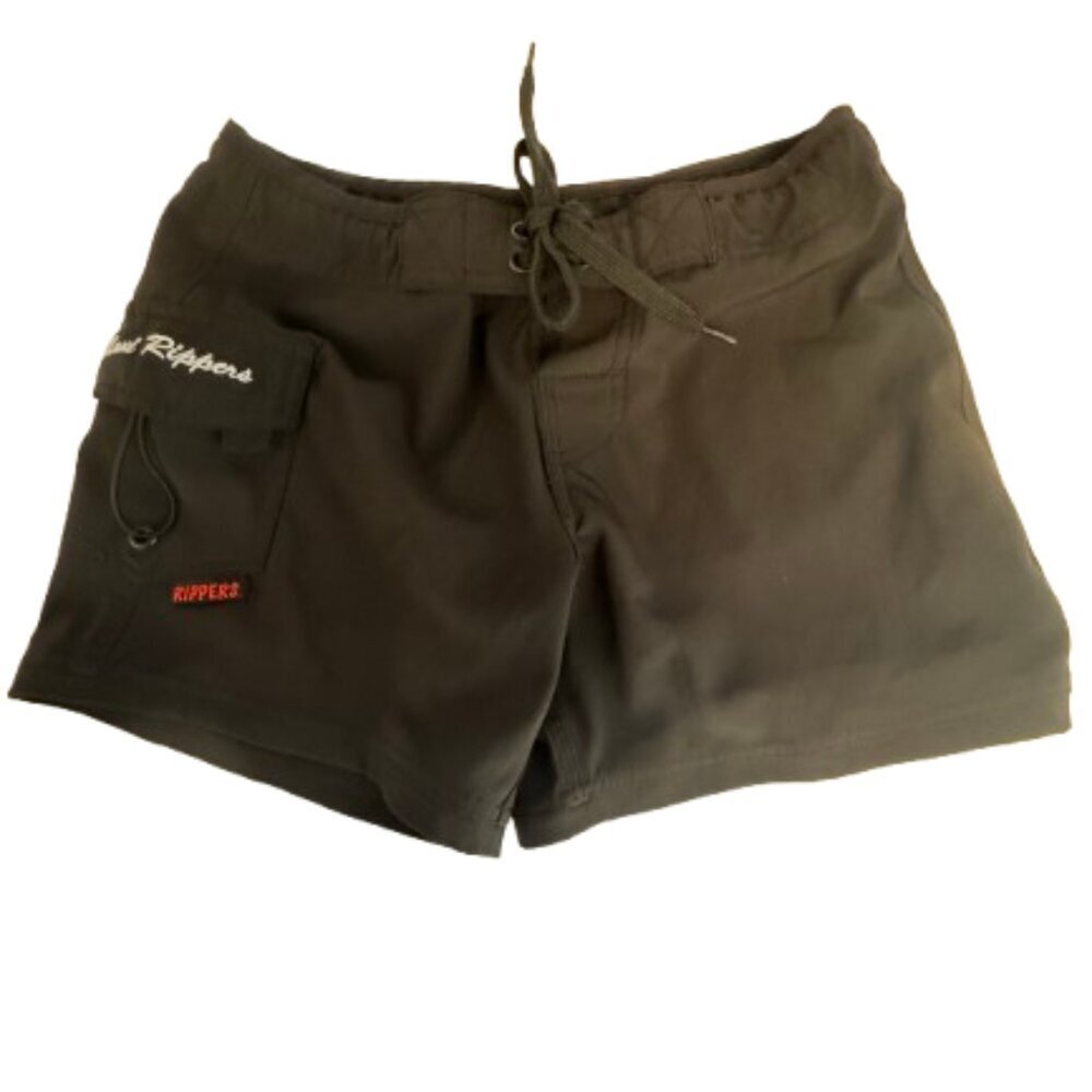 Women's Black Athletic Swim Boardshorts with Velco and Tie Closure Size 0